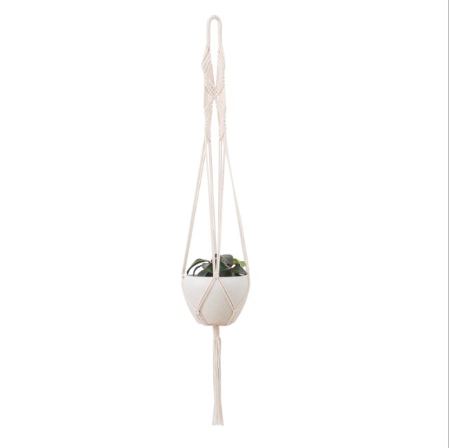 Plant Handgemaakte Macrame Plant Hanger Bloempot Haak Planter Hanger Muur Decor Binnenplaats Tuin Opknoping Mand Room Decor: 05