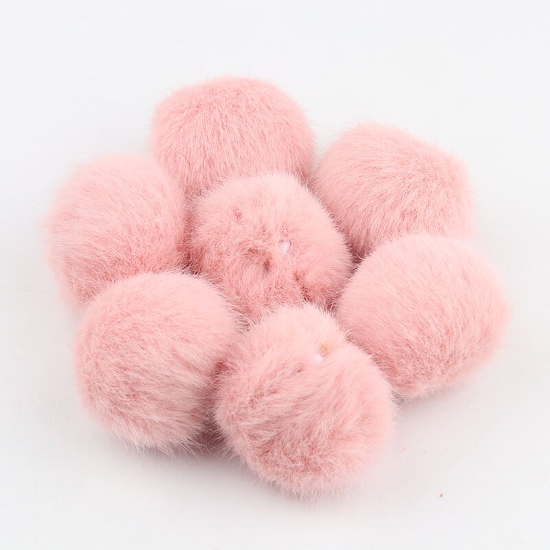 35mm/10 Uds. Bolas de piel de conejo pompón Artificial Multi color pompón DIY pompones manualidades para bolas de pelo Furball suministros de costura: pink