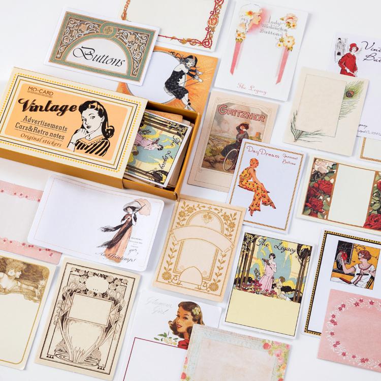 Juego de pegatinas de papelería Kawaii Vintage, etiqueta adhesiva, escuela, oficina, , álbum de recortes, 60 unids/paquete: E