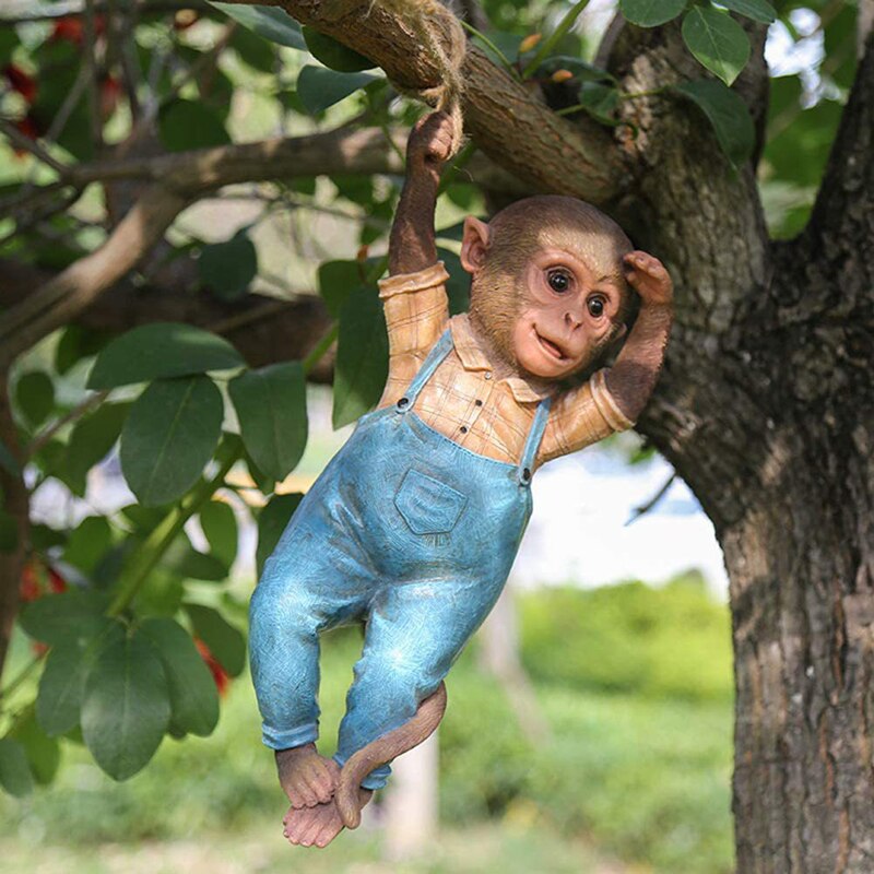 Cute Monkey Statue Hand Painted Resin Crafts Outdoor Micro Landscape Decoration for Garden Courtyard NIN668: Cartoon monkey