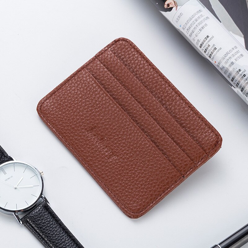 Women Slim Minimalist Wallet PU Leather Credit Card Holder Short Purse AIC88