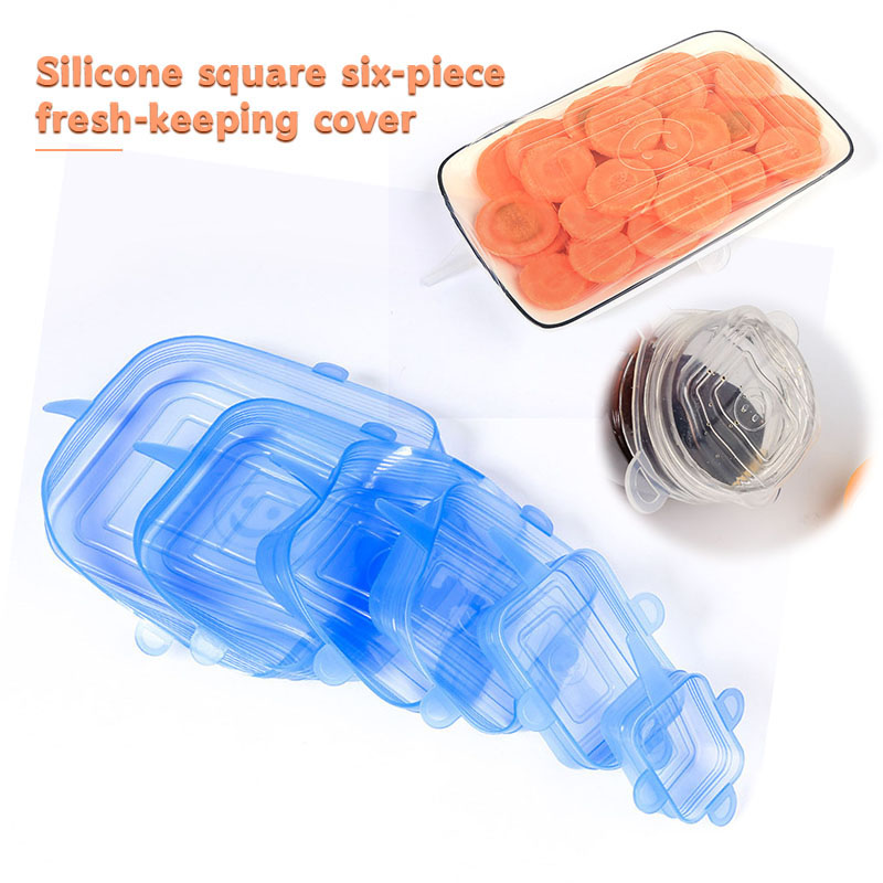 6 stk silikone stretch låg universelt låg silikone skål gryde låg silikone dækning madlavning mad frisk dæksel mikrobølgedæksel