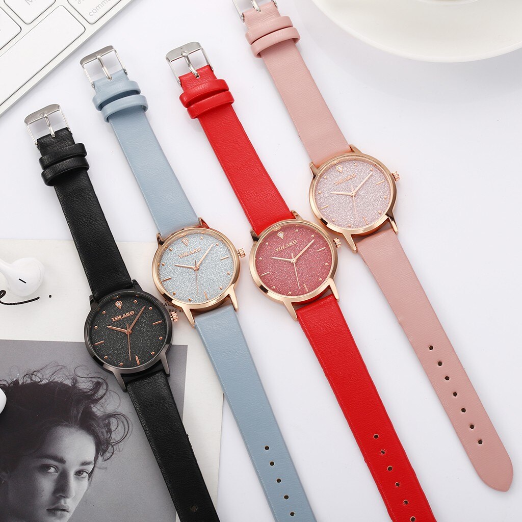 Relojes de muñeca Retro para mujer, pulsera de cuarzo con correa de cuero, decoración informal sencilla