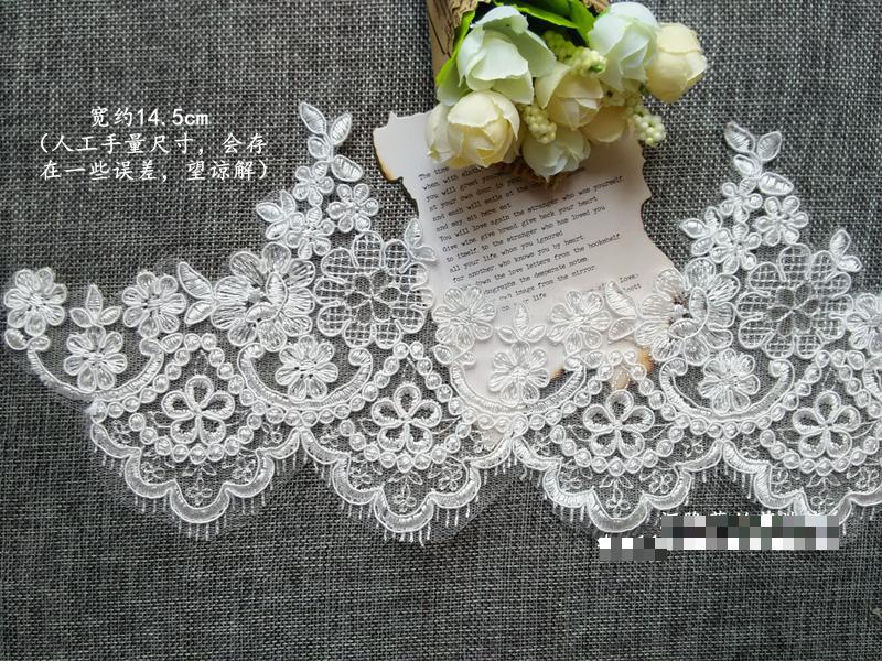 zraniony detal koronki tkaniny koronka wysokiej jakości akcesoria Wykonany ręcznie Diy suknia ślubna dla nowożeńców materiał kurtyny biały kolor kości słoniowej