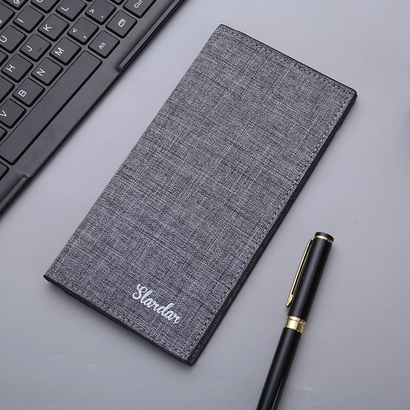 walet men forever young Thin purse long walet for man billeteras para hombre short pocket mini vertical wallet men: Gray long