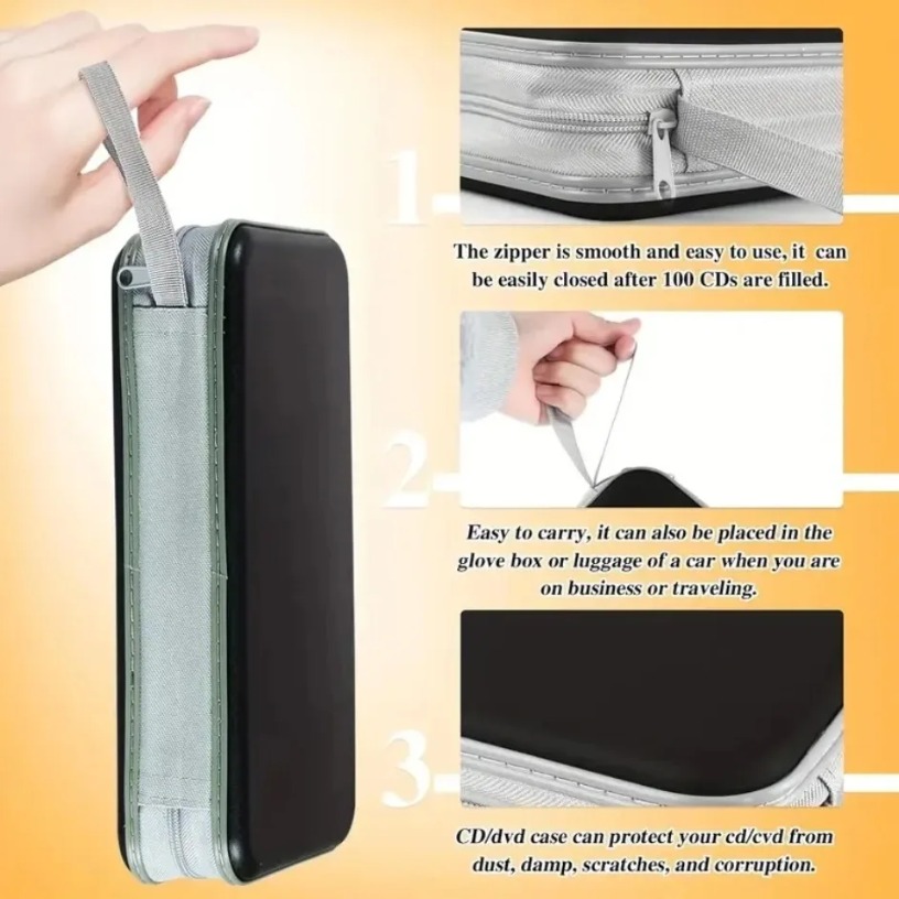 CD Case, DVD Case Holder 96 Capacity Hard Plastic CD DVD Disc Cases Storage Binder Wallet for Car Home Office Travel