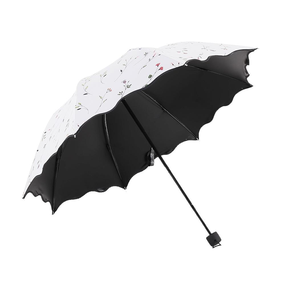 29 Becautiful Bloem 3 Opvouwbare Paraplu Vrouw Anti UV Zon Bescherming Paraplu Winddicht Zwarte Coating 8K Parasols paraplu