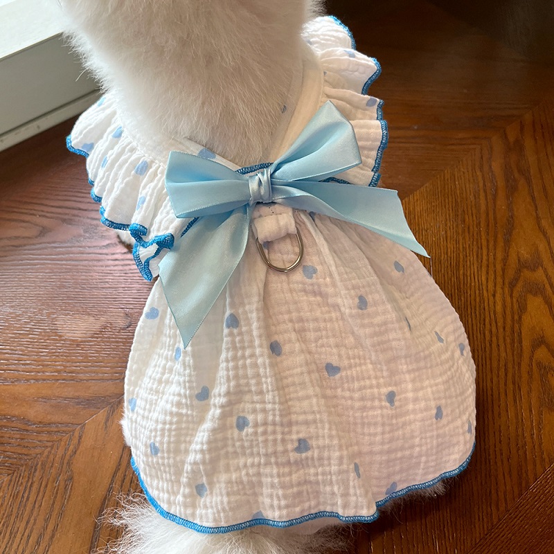 Robe rafraîchissante d'été pour chien, vêtements pour chiens, imprimé cœur, jupe pour animaux de compagnie, chaton, chiot, Chihuahua, Bichon, Yorkie, gilet pour chien pour filles: S / Rouge