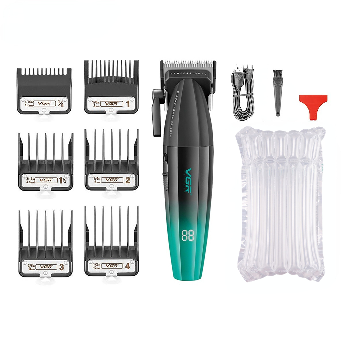 VGR Schaar Professioneel Haar trimmer 9000 tpm Kapper Haarsnijmachine Digitale weergave Kapsel Tondeuse voor mannen V-003