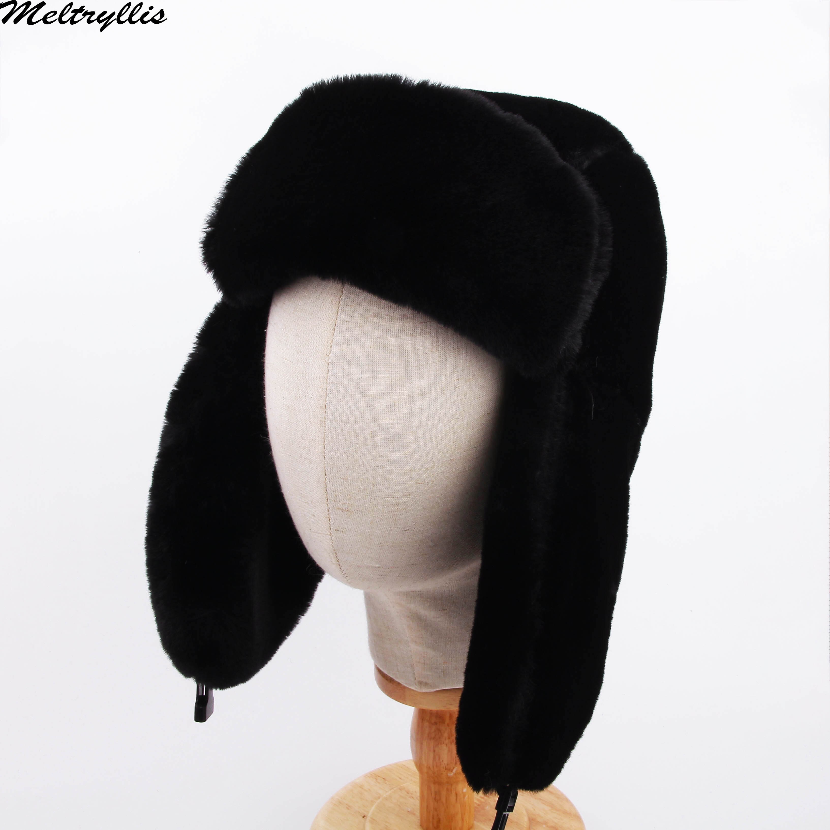 [Meltryllis] Winter Ski Hoed Warm Oorbeschermers Dikker Oor-fladderde Hoed Voor mannen en vrouwen Faux Fur Lei feng Cap Russische bommenwerper hoed: LFM-01-01