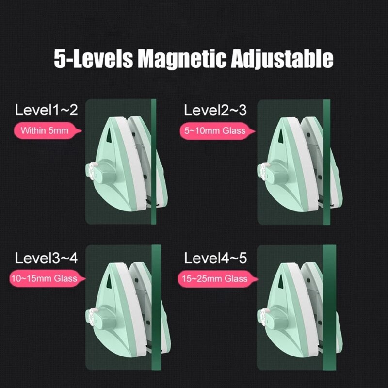 Magnetic Window Cleaner Adjustable Glass Cleaning Brush for 5-30mm Double Side 95AA