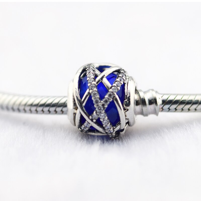 Jewelry Making Galaxy Charm Royal Blue Crystal Sterling Silver Beads For Woman Fits Original 925 Silver Bracelets