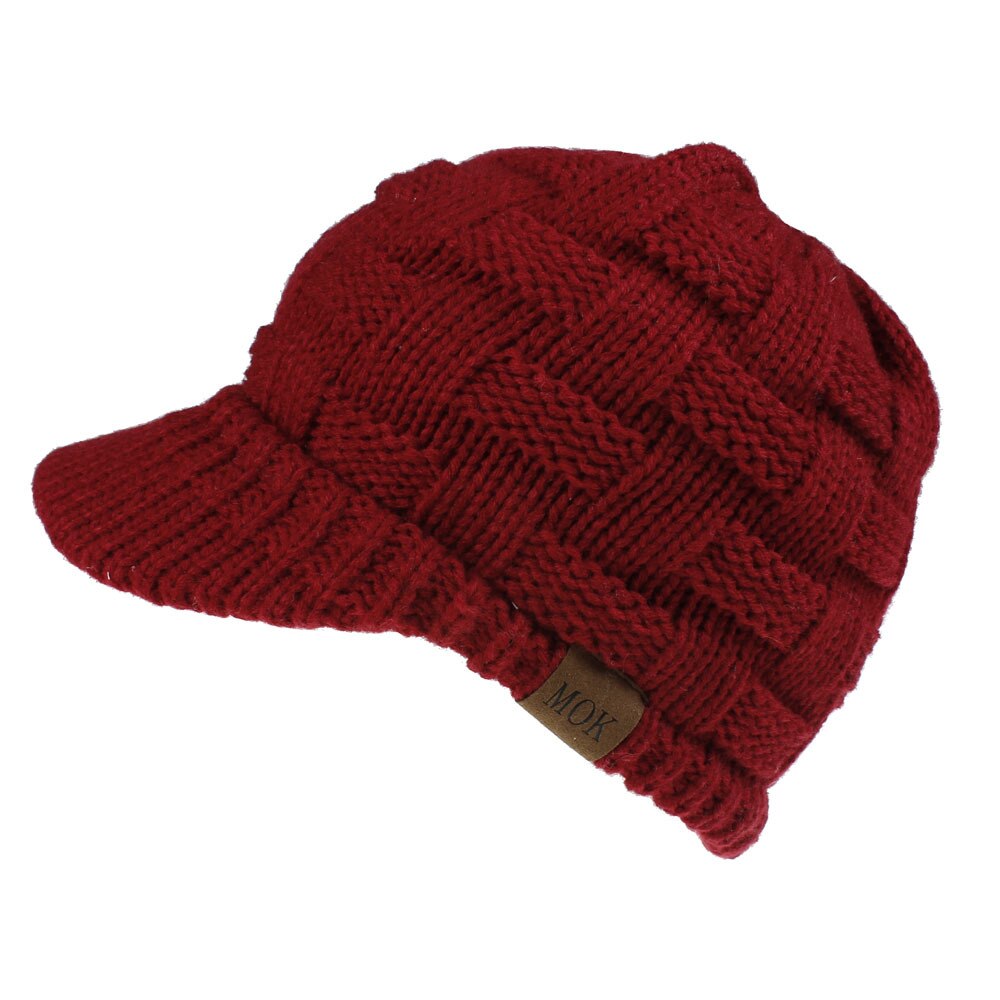Farverige kvinders billige beanie hatte efterår vinter varm hue bagåbning hale strikning: Rødvin