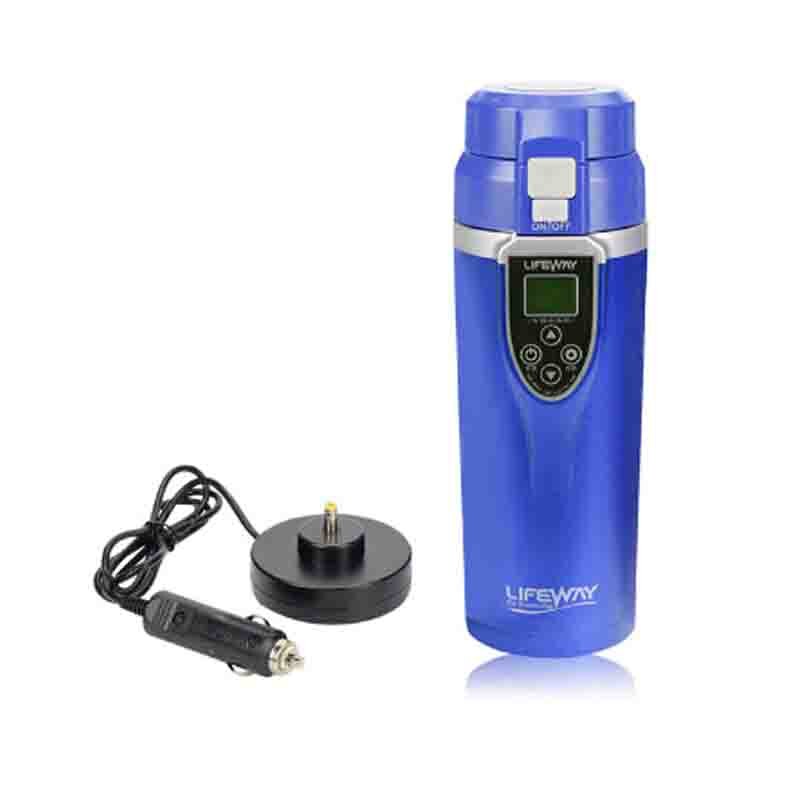 350ML 12V Car Kettle Auto car Heating Cup Adjustable Temperature Boiling Mug Portable stainless steel mini travel kettle: Blue