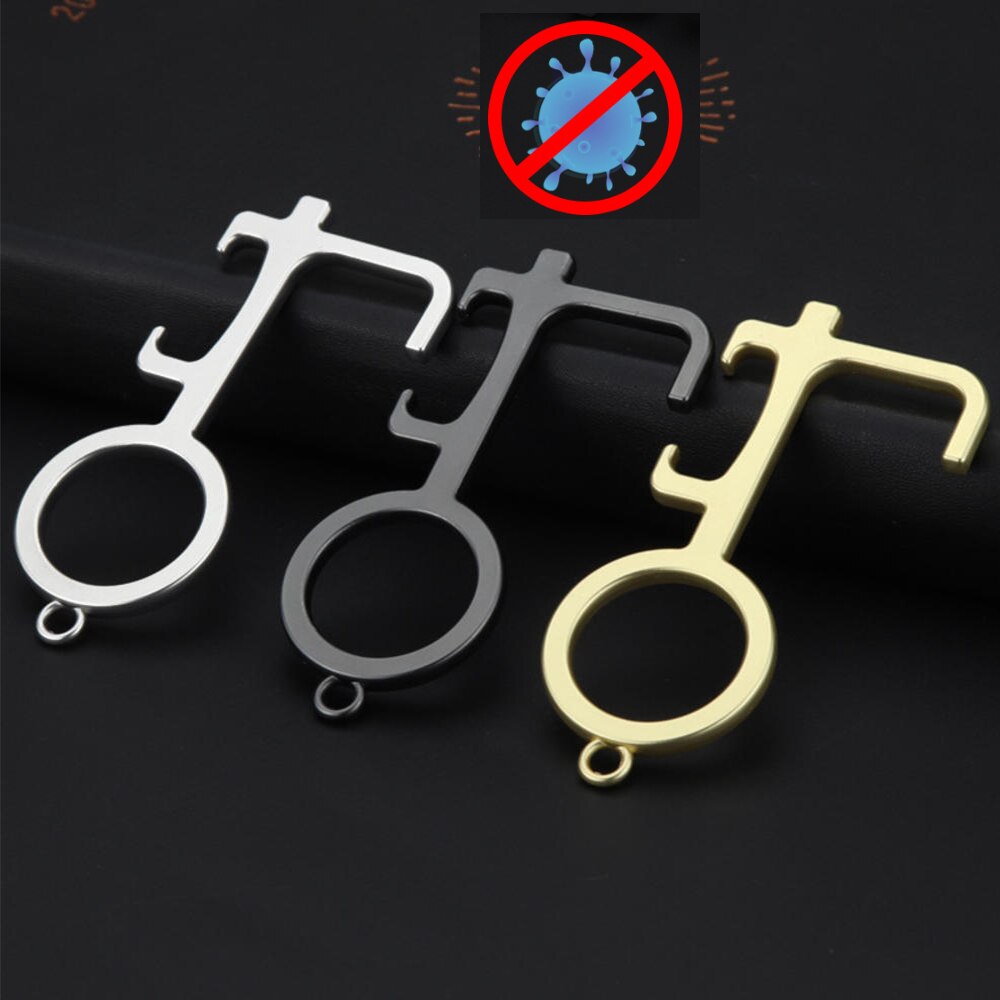 Hygiène main antimicrobien EDC ouvre-porte Portable presse porte poignée clé hygiénique boutons Mobile tactile stylo porte-clés tire-bouchon