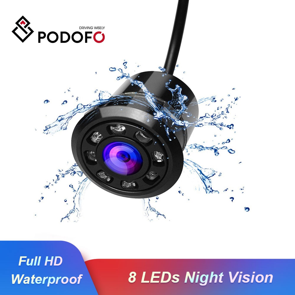 Podofo Full HD Kleur CCD Cam 170 Graden Waterdichte Auto Achteruitrijcamera Backup Camera Met 8 LEDs Nachtzicht Parking systeem