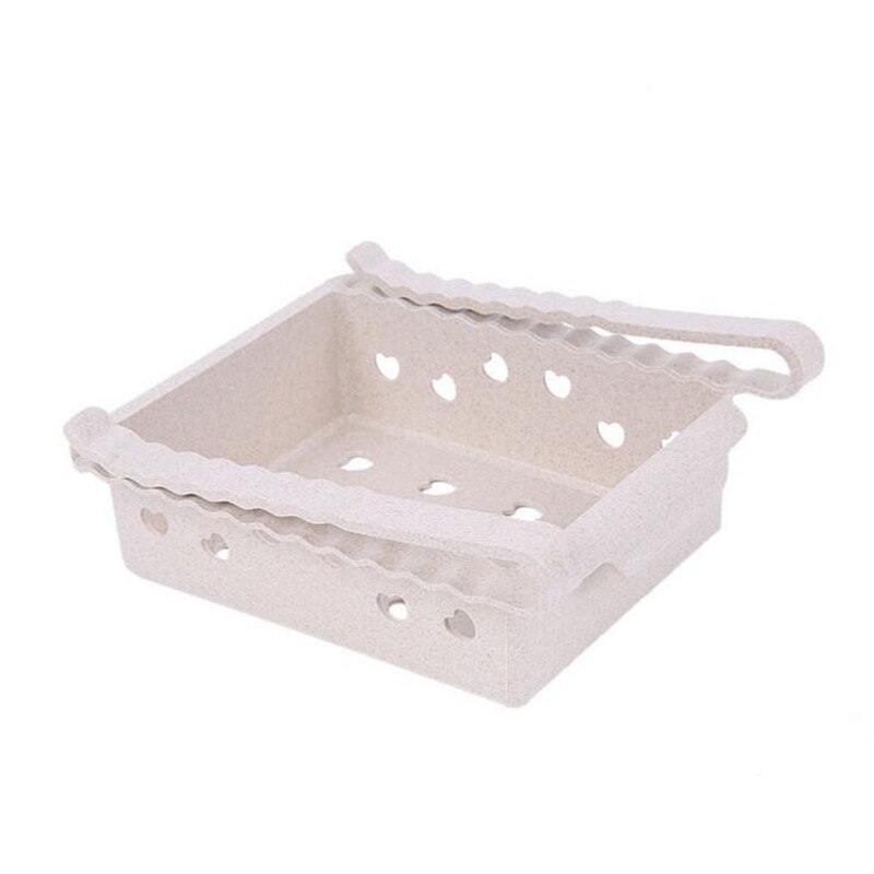 Hometree mad køleskab opbevaringsboks hvedefiber pladsbesparende efterbehandling fire kasser skuffer arrangør køkkentilbehør  h679: H679 beige