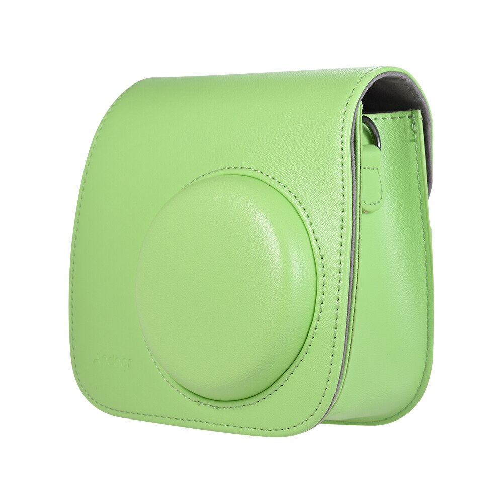 Andoer-funda para cámara instantánea de PU con correa para Fujifilm Instax Mini 8/+ 9/8 flamenco rosa/azul/blanco/verde: Lime Green