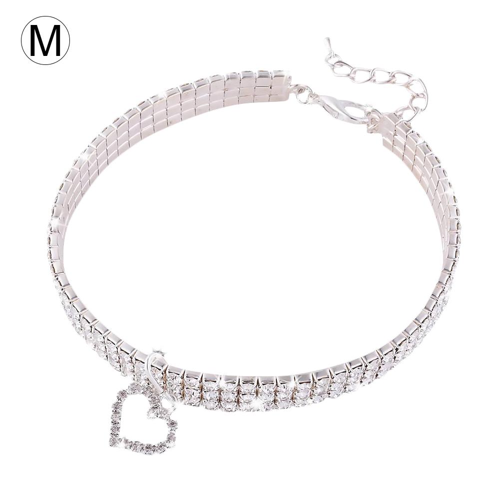 Prachtige bling kristallen hondenhalsband met diamant puppy, glimmende, volledige strass ketting, halsbanden voor kleine honden, benodigdheden: Wit / 20cm