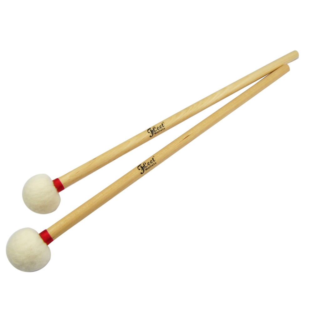 1 Pair Timpani Mallets Drumsticks Percussion Sticks Maple Handle Soft Wood Core Head Drum Accessories