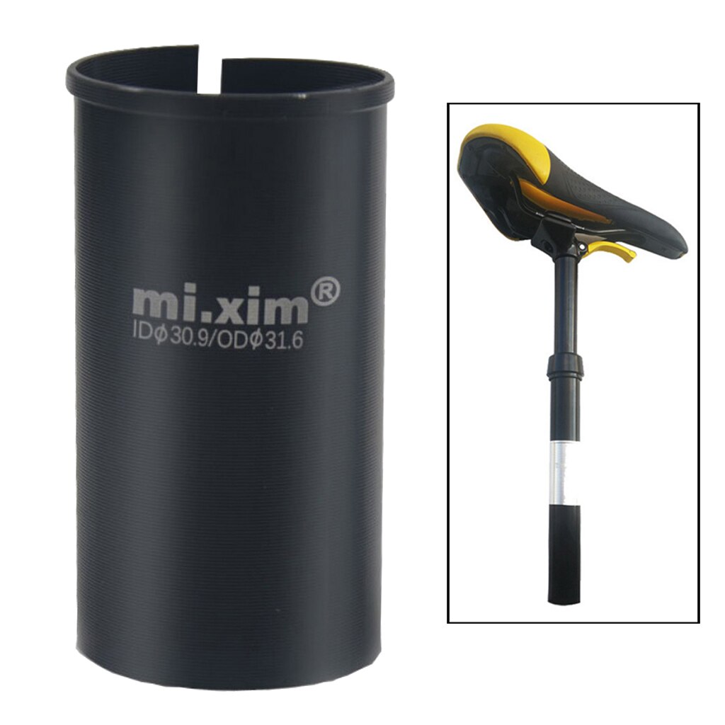 Cuña de sillín de bicicleta 30,9mm ~ 31,6mm adaptador de tija de sillín de bicicleta tamaño casquillo reductor: Negro