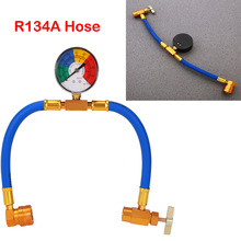 R134a Refrigerant Hose Air Conditioning Refrigerant Charging Hoses With Gauge For Car Auto (1/2 Thread For American And Europe)