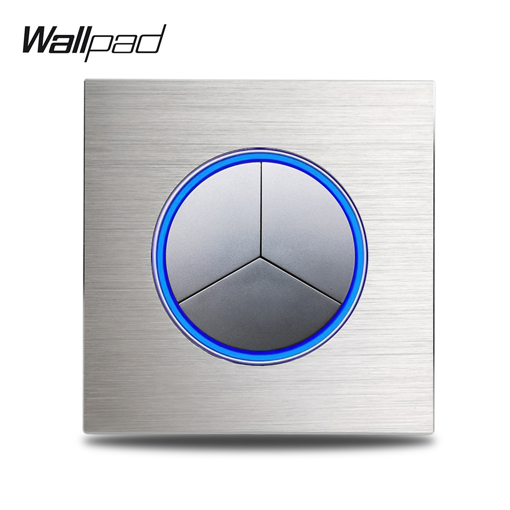 Interruttore per applique da parete in alluminio marrone con pulsante portato rotondo 1 2 3 4 banda passa attraverso l'interruttore incrociato pannello spazzolato Wallpad serie L6