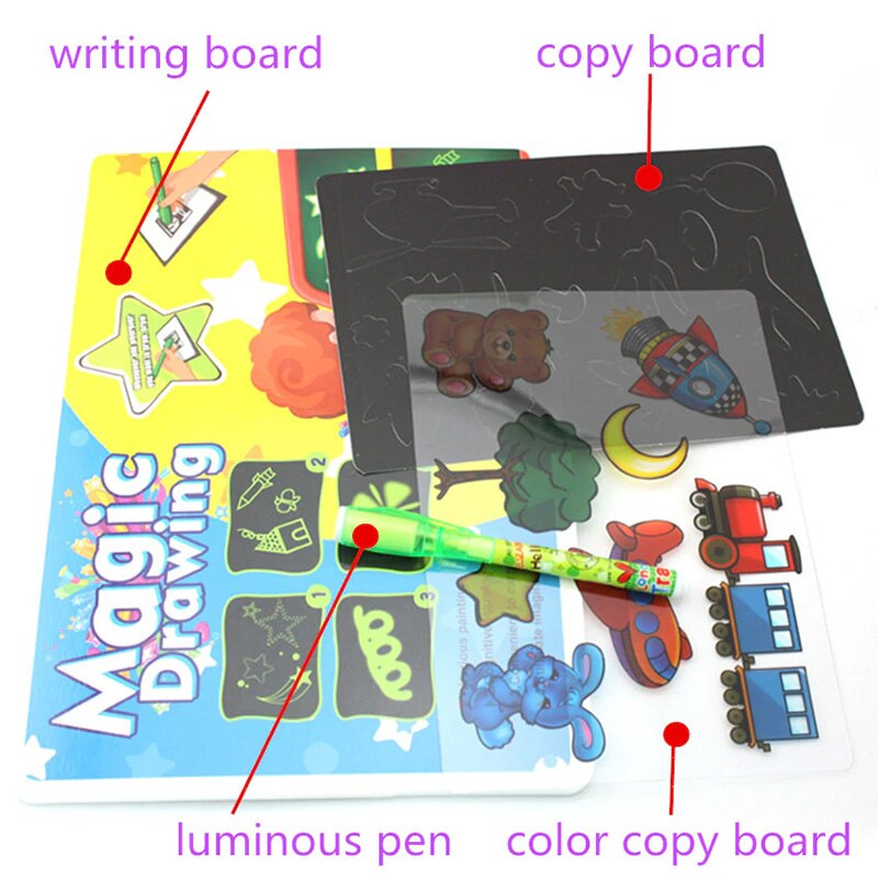 Draw with Light Developing Tablet Drawing Board Graffiti Writing for Children Kids