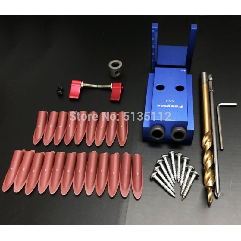 Deuvelgat Jig Kit - Hellend Gat Boor Gids Joint Tool - Hoek Timmerwerk Locator Jig, Nauwkeurige Houtwerk Gidsen voor het Verbinden van Poten, Rails
