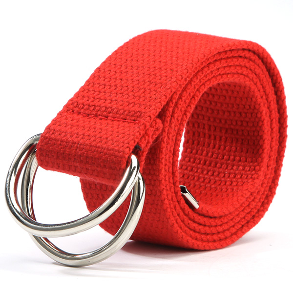Trendy Mode Riem 10 Kleur Dames heren Canvas Dubbele Ring Gesp Casual Wilde Geweven Riem: Rood