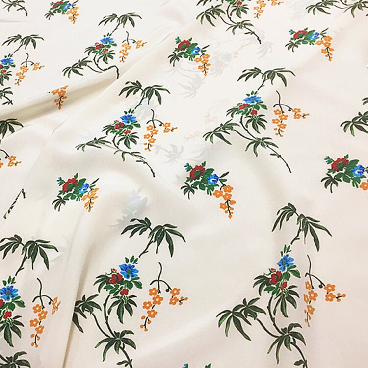 Mode Wemon Jurk Natuurlijke Zijde Stof Pure Zijde Crêpe De Chine Stof Bloemenprint, SCDC1325