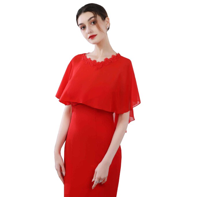 Vestes en mousseline de soie pour femmes, longues écharpes, châle, enveloppe, doux, pour soirée et mariage: Rouge