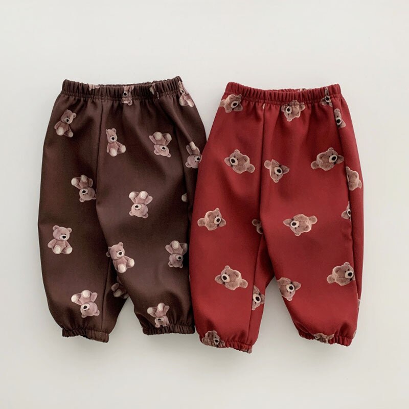 1132B 2022 pantaloni per bambini stampati a molla orso pantaloni Casual allentati Harem abbigliamento per bambini pantaloni per ragazze: Brown / 100 3T