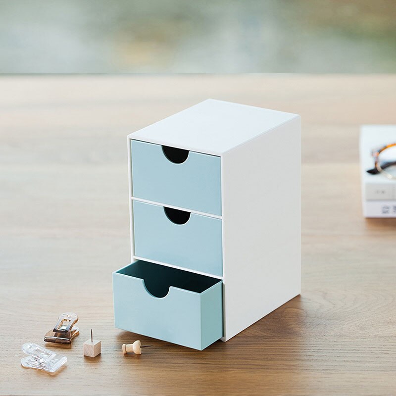 Organizador de escritorio Kawaii, caja de almacenamiento de maquillaje, contenedor de 3 estantes, cajón, estante para enviar pegatinas, decoración del hogar, suministros de oficina 2022