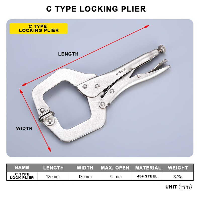 Locking Pliers Fix Locator C Clamp Pincer Grips Ground Mouth Woodwork Grip Vise Lock Plier Clamping Hand Tools Weld Clip Tool: C Type Lock Pliers