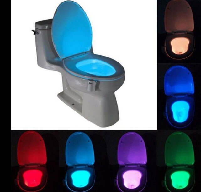Veilleuse LED cuvette toilette WC détecteur mouvement 8 couleurs éclarage