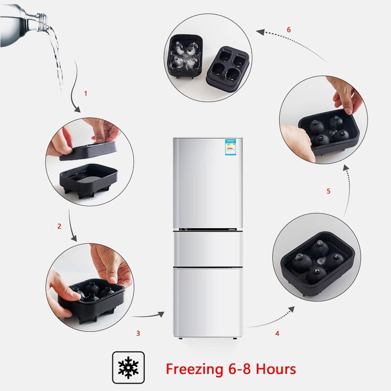 Cube Ice Soccer Maker Ice Tray 3D Skull Silicone Mold DIY Ice Cube Maker Mold Kitchen Homemade Popsicle Ice Cube Silicone Mold