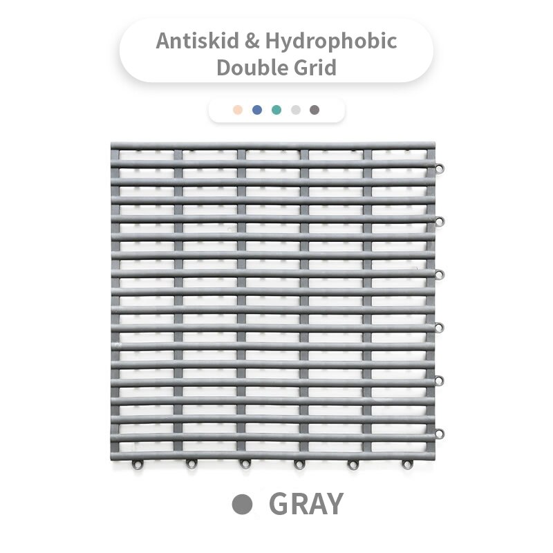 Tapis antidérapant sans goût TPE, pour toilettes, baignoire domestique, salle de bains, creux hydrophobe, tapis de douche Portable: Nordic - Inky grey / 30CMX30CM 6pcs