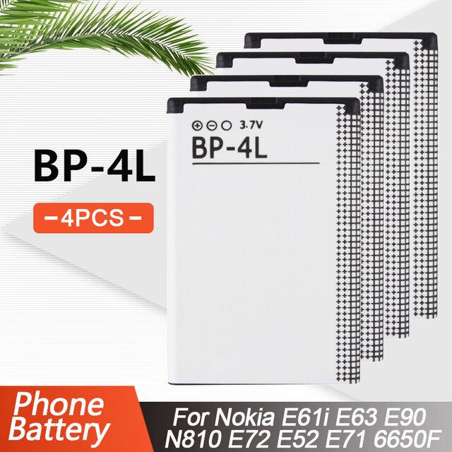 1500mAh BP-4L BP4L BP 4L Replacement Phone Battery For Nokia E61i E63 E90 E95 E71 6650 6760 N97 N810 E72 E52 Lihtium Battery: 4PCS