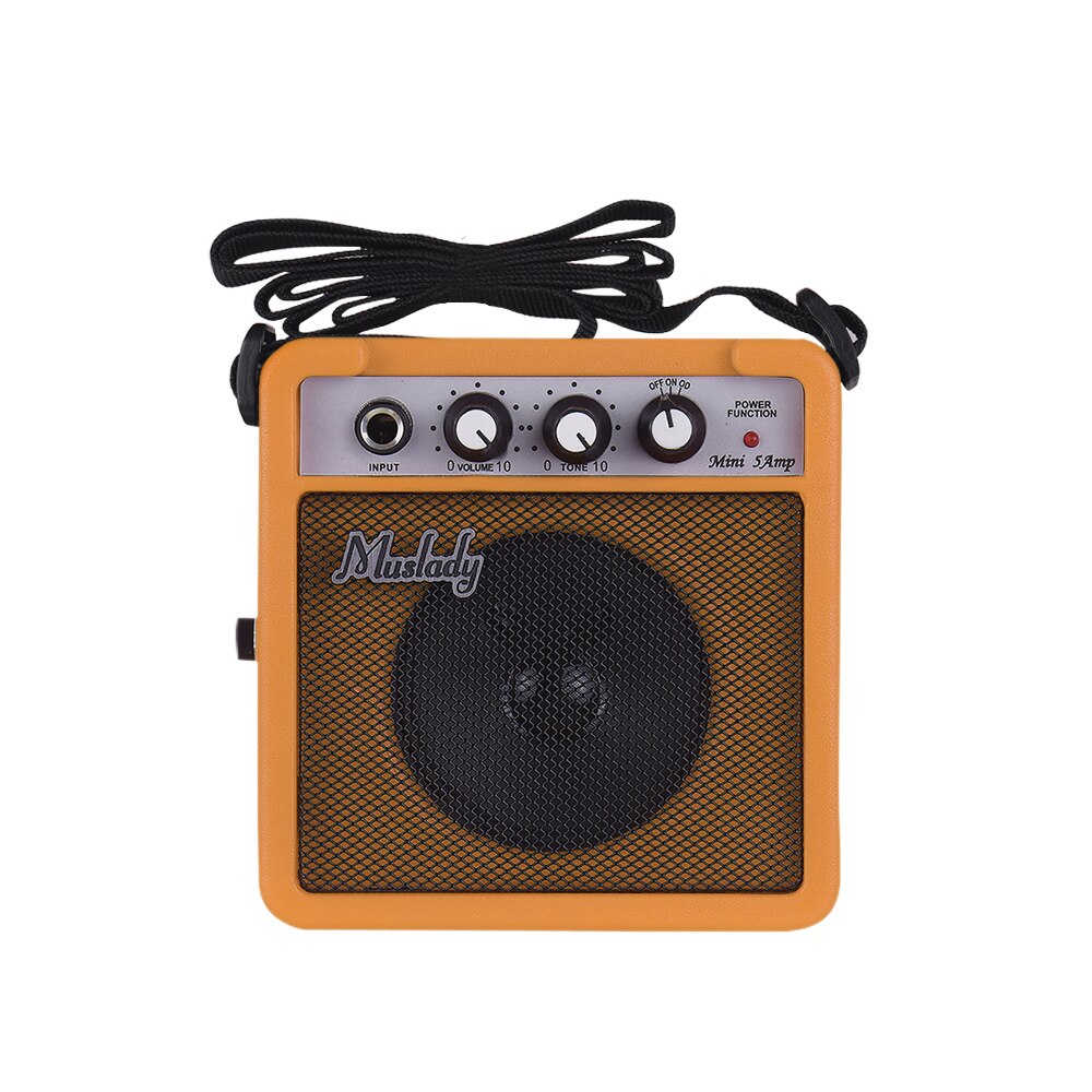 Muslady 5W Mini Guitar Amplifier Amp Speaker 3.5mm & 6.35mm Inputs 1/4 Inch Output Supports Volume Tone Adjustment Overdrive