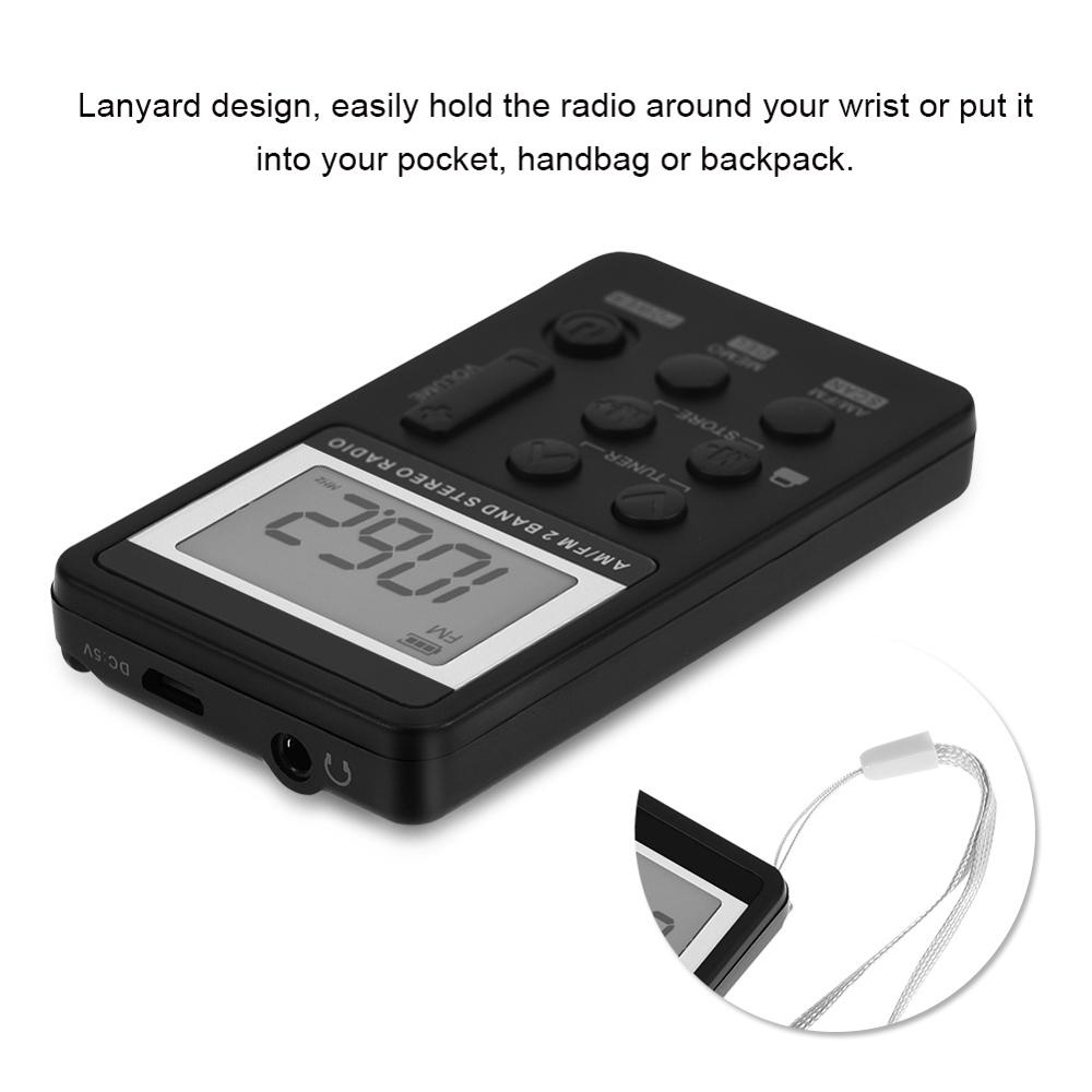Mini Radio Draagbare Am/Fm Dual Band Stereo Pocket Radio Ontvanger Met Lcd Display & Oortelefoon & Oplaadbare Batterij