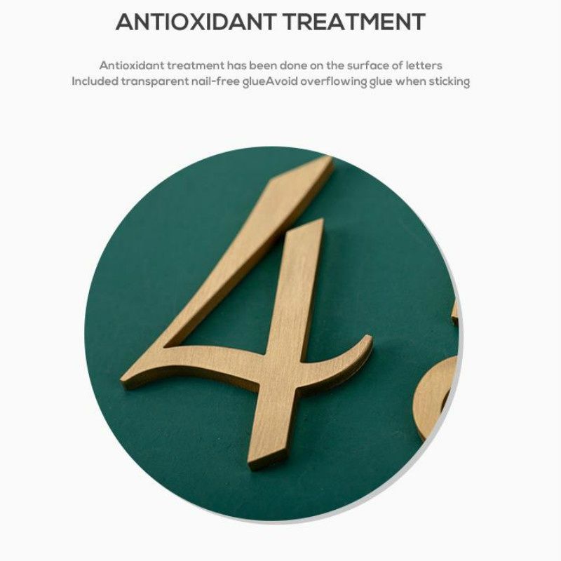 Modern Brass House Numbers Stickers For Apartment Metal Self Adhesive Doorplate Door Plaque Number Mailbox Address Street Signs