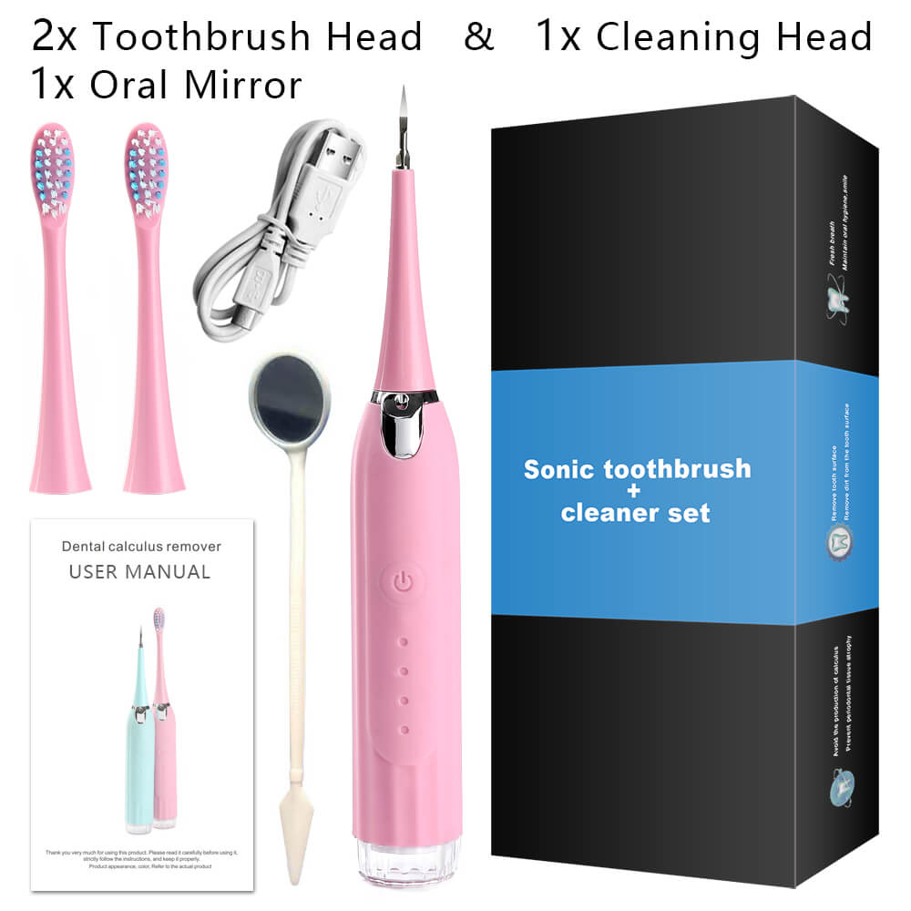 Sonic Elektrische Zahnbürste Rauch Zahnstein Reiniger Mundhygiene Tragbare Dental Scaler Zähne Bleaching Entfernung Flecken Zahnarzt Kopf: Pink 2-1-mirror