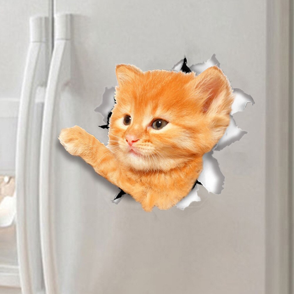 1Pc 3D Pvc Wc Sticker Gat View Leuke Animal Print Decoratie Verschillende Stijlen Creatieve Wc Badkamer Sticker Decoratie