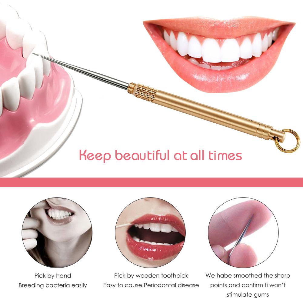 Przenośne tytanowe wykałaczki z etui, brelokiem ochronnym, wodoodporne, wielokrotnego użytku, kieszonkowe, metalowe dozowniki na wykałaczki