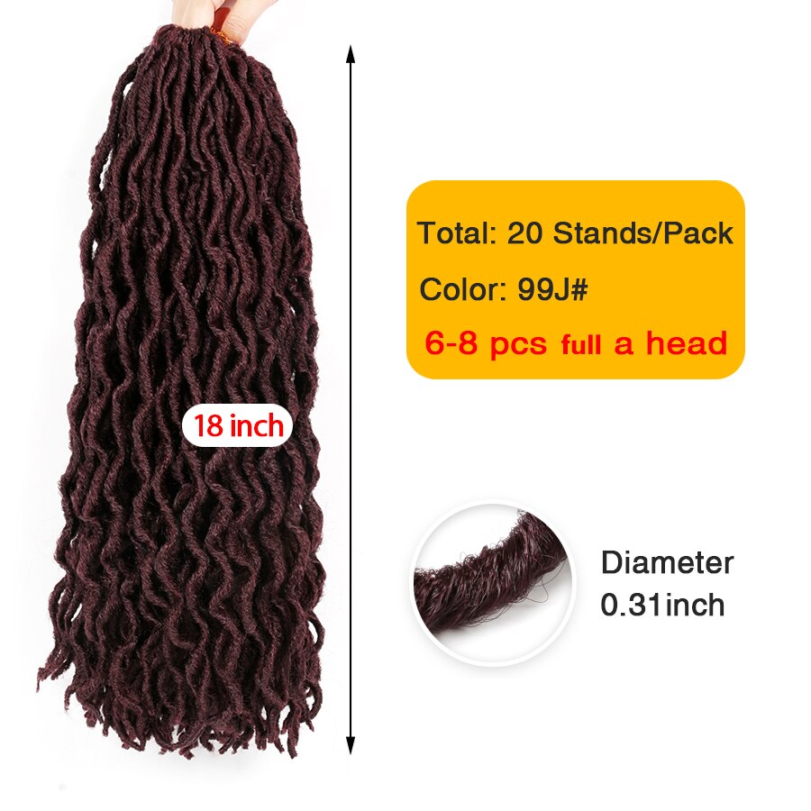 AliLeader 7colors Synthetic Crochet Braids Curly 12/ 18inch Nu Locs Crochet Extensions 20strand Goddess Faux Locs Crochet Hair: #144