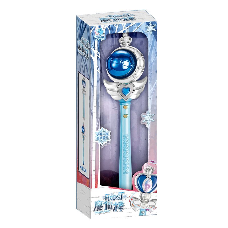 Flower Fairy Large Magic Wand Led Light Music Little Magic Fairy Princess Fairy Wand Girl Toy: Blue-83313