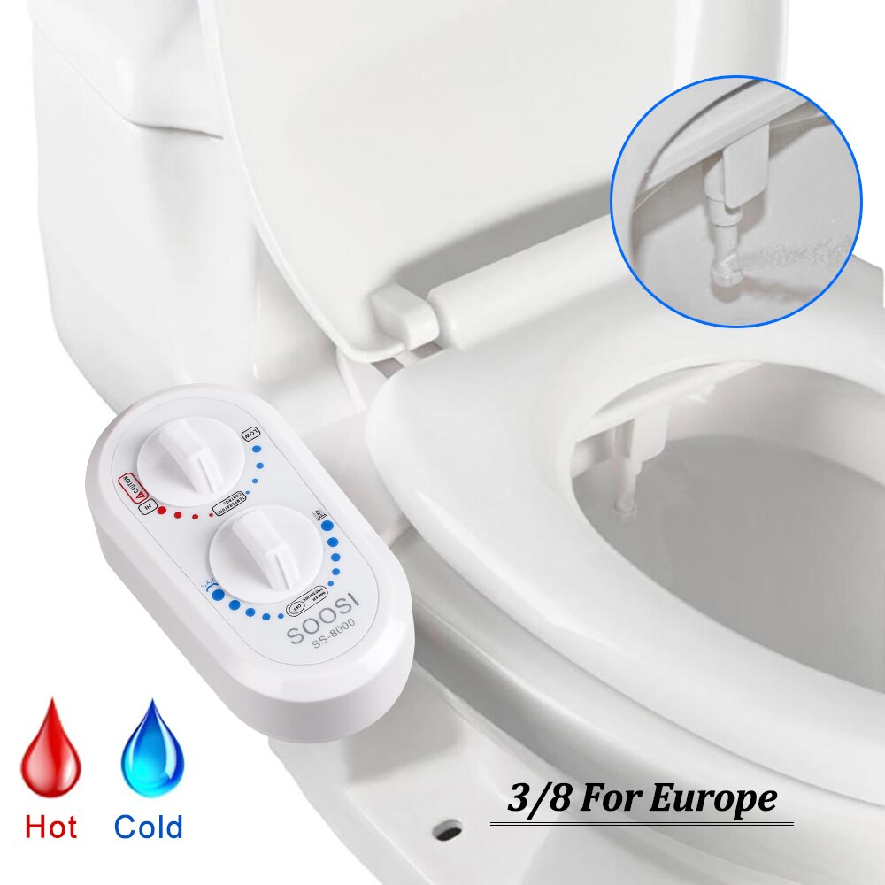 Ikke-elektrisk toilet bidetsæde selvrensende dyse-ferskvand bidetsprøjte mekanisk røvvask soosi 8000: Ss -8000 3 8 europa