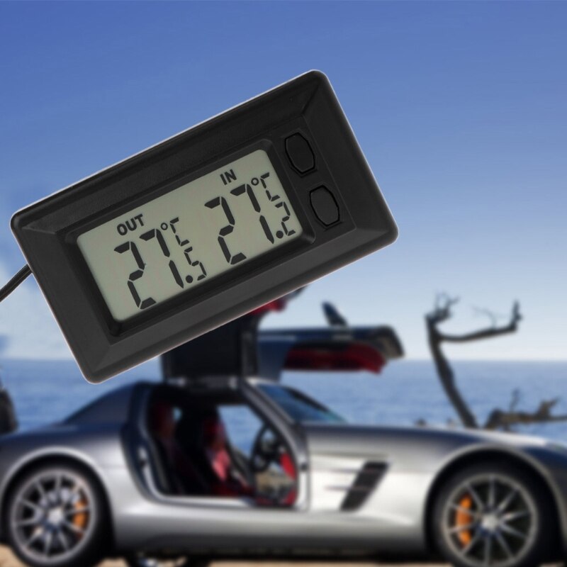 Auto bil lcd digital skærm indendørs udendørs termometer meter med 1.5m kabel