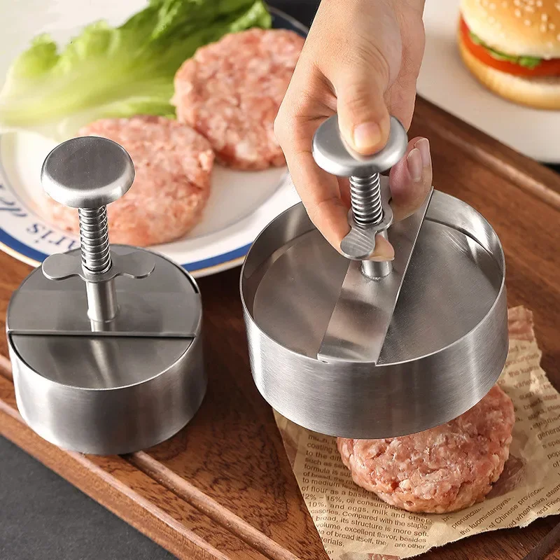 304 Roestvrij Staal Hamburger Vleespers Burger Patty Maker Mold Handleiding Cake Grill Vlees Tool Rundvlees Varkensvlees Rijstpers Maken Mallen